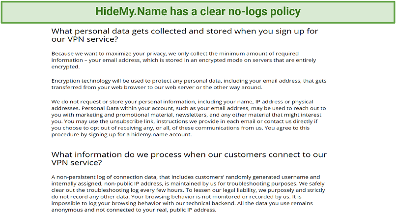Privacy — Doesn’t Keep Connection Logs